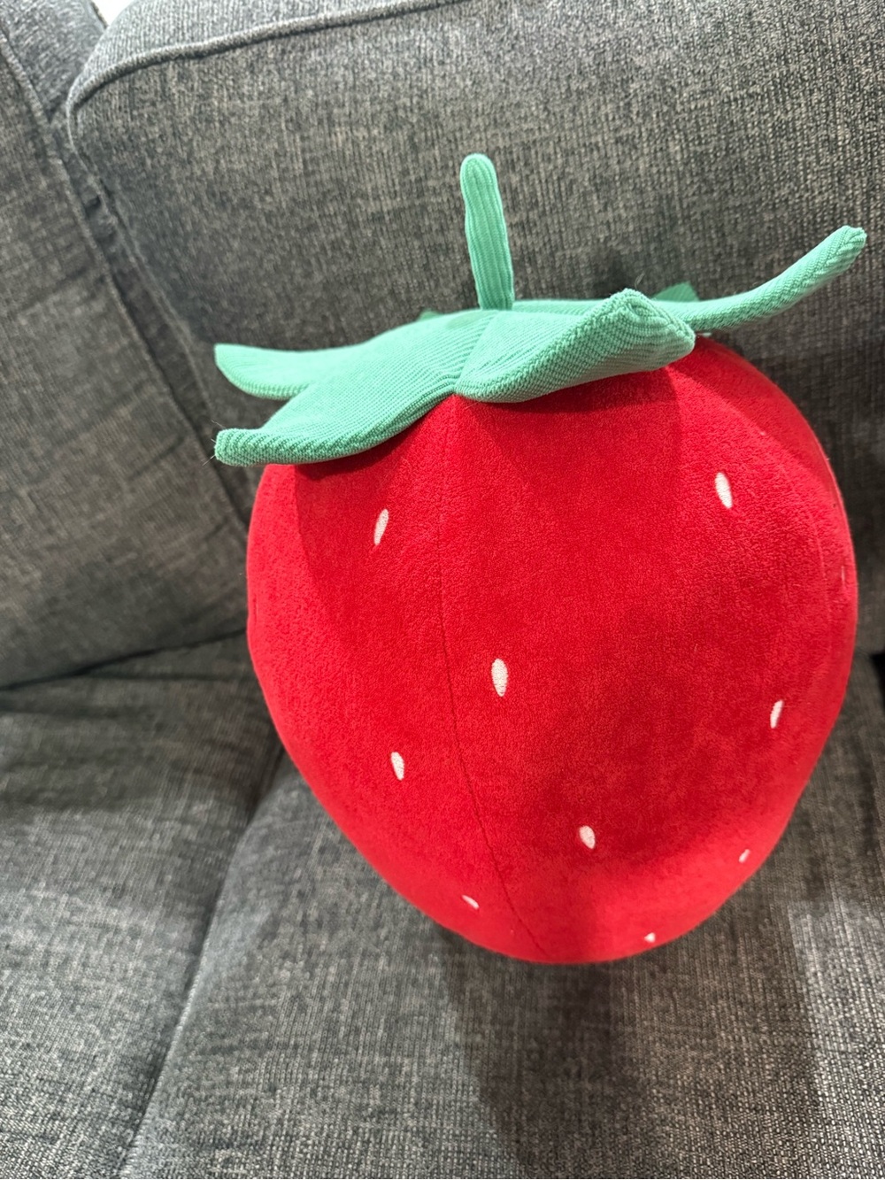Plush Strawberry pillow - Red/Green Soft Fruit Plush